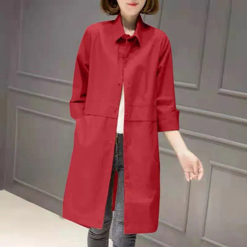 Women's Mid length Spring Autumn Female Windbreaker Loose Female Single Breasted Lapel Versatile Trench Coat Outerwer