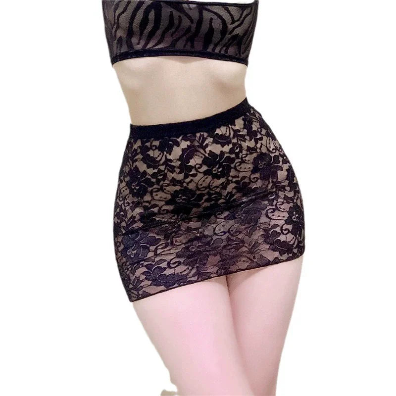 Sheer Lace Micro Mini Skirt