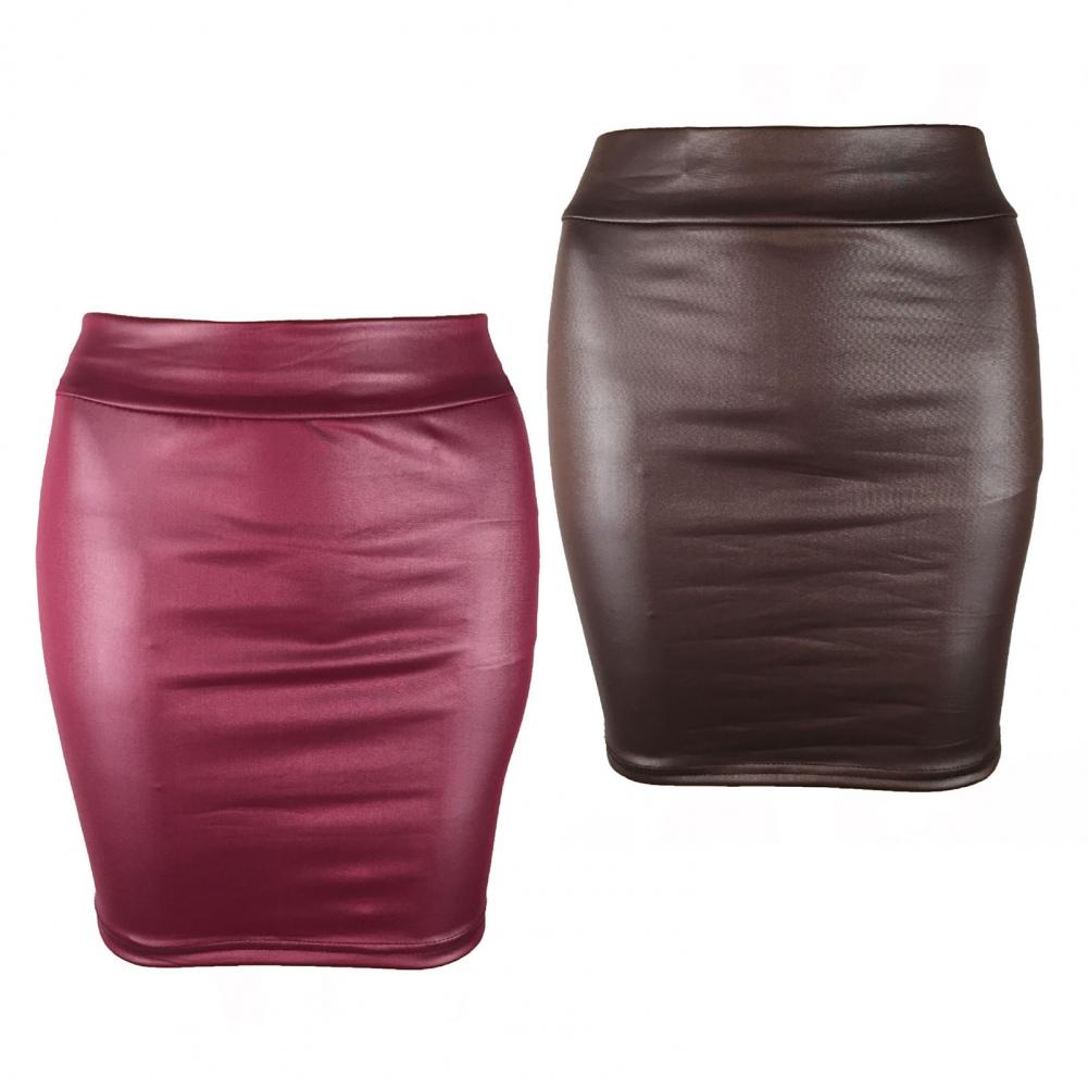 BEAUTY CLOSET COLLECTION  -  Leather Matte Slim Mini Sexy Fashion Skirts Hot Short High Waist