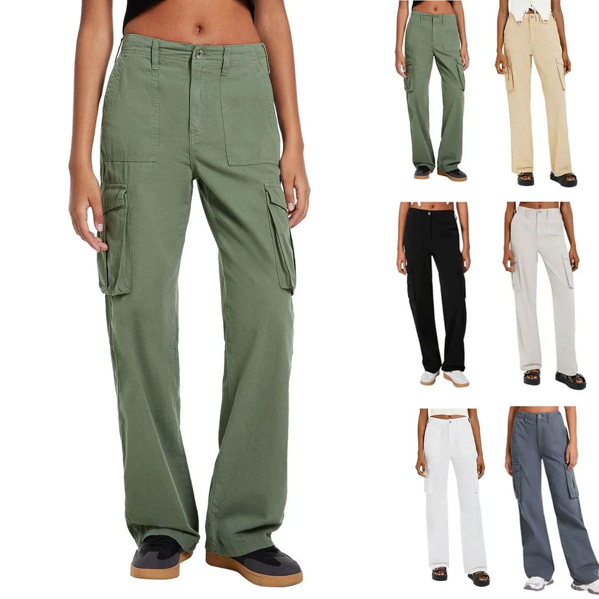 Adjustable High-Waist Cargo Pants