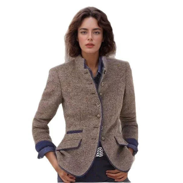 Women Coat Full Sleeve Lapel Female Jacket Elegant Autumn Winter Casual Button Front Pocket Lady Oversize Top