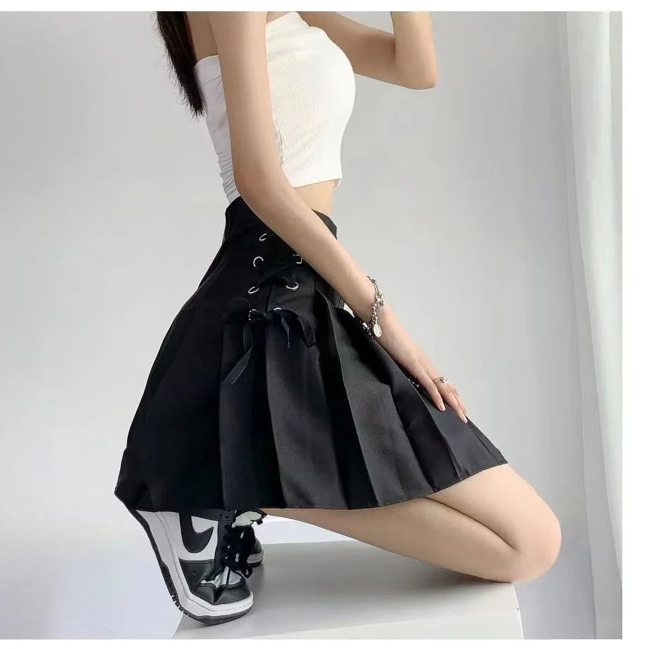 High Waist Pleated Mini Skirt
