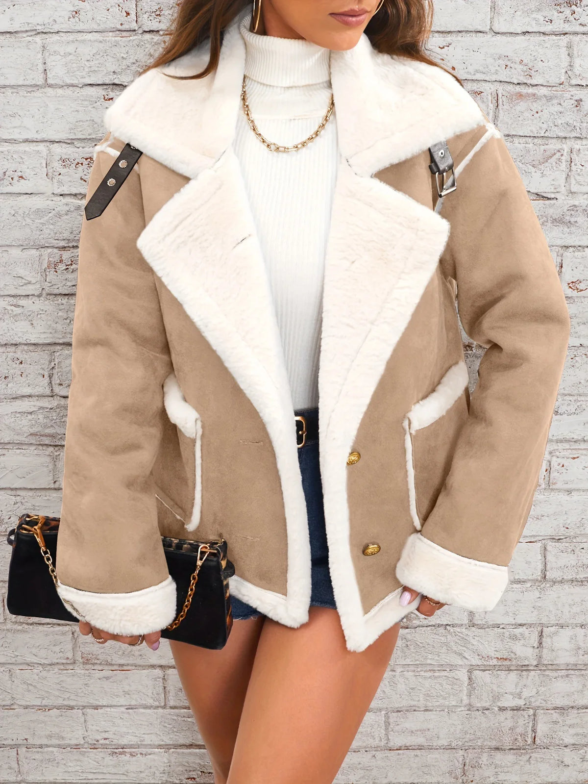 Women's New Fashion Lapel Plush Jackets Winter Thickened Faux Fur Fleece Warm Jacket Coats Fashion Casual Loose Overcoat