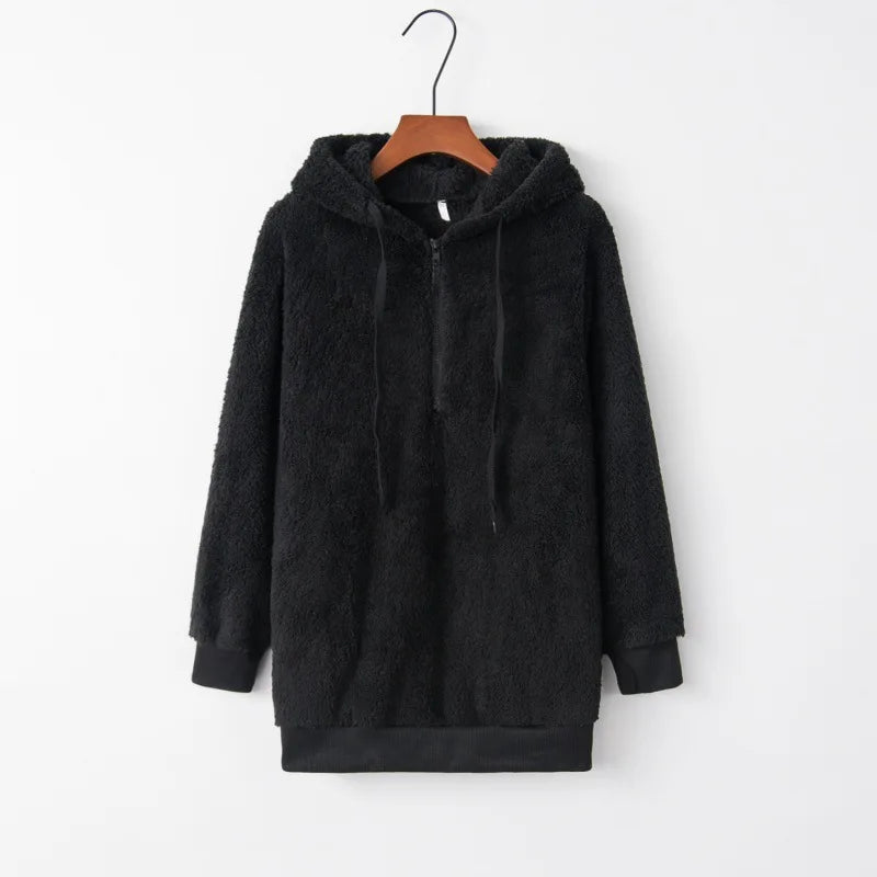 Winter Women Sherpa Hoodies Plus size Fleece Hooded Pullover Loose Fluffy Coat Warm Streetwear Hoodies