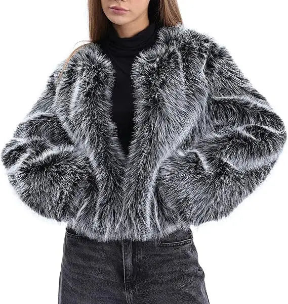 Cardigan for Women New Versatile Casual Open Front Long Sleeve Winter Warm Faux Fur Coat Soft Fluffy Jacket Outerwear