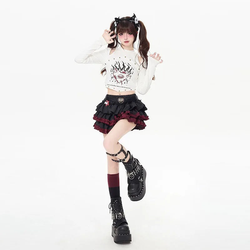 Y2k Mini Skirts Summer Women Black Gothic A-Line Pleated Skirt Harajuku Vintage 90s Aesthetic Kawaii Skirt 2000s Clothes