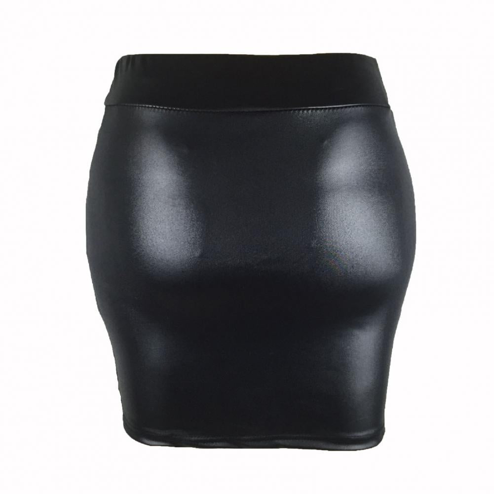 BEAUTY CLOSET COLLECTION  -  Leather Matte Slim Mini Sexy Fashion Skirts Hot Short High Waist