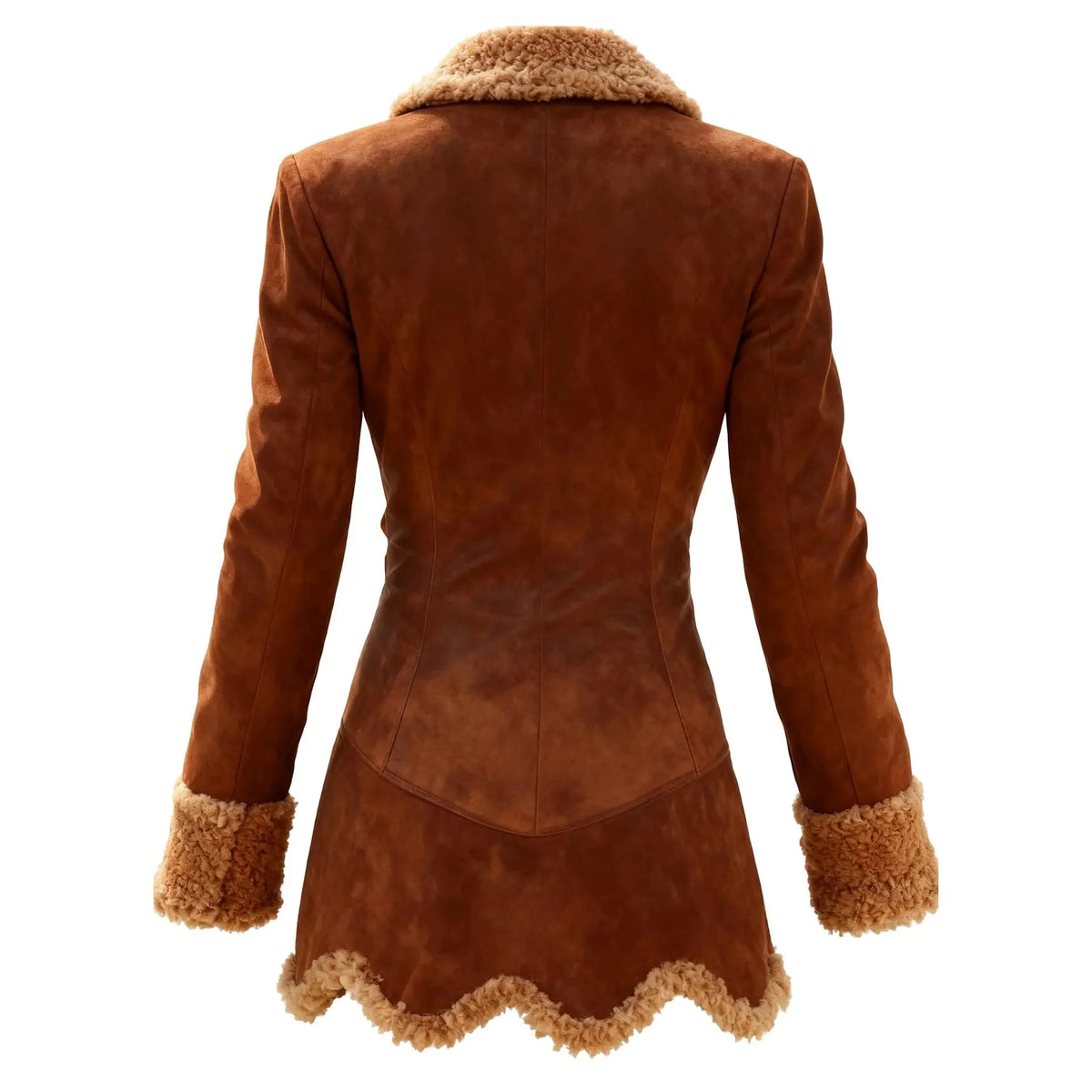 Vintage Women's Coat Brown Western Denim Plush Autumn And Winter Fashionable Warm Coat Outdoor Windproof Slim Fit Windbreaker