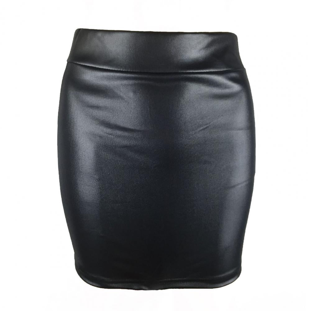 BEAUTY CLOSET COLLECTION  -  Leather Matte Slim Mini Sexy Fashion Skirts Hot Short High Waist