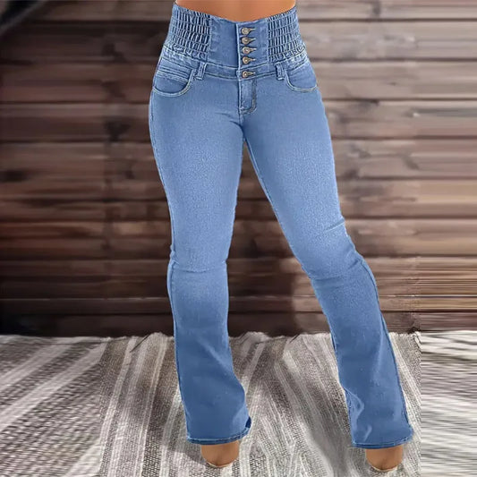 Women's jeans high waist stretch comfortable flared pants Denim pants