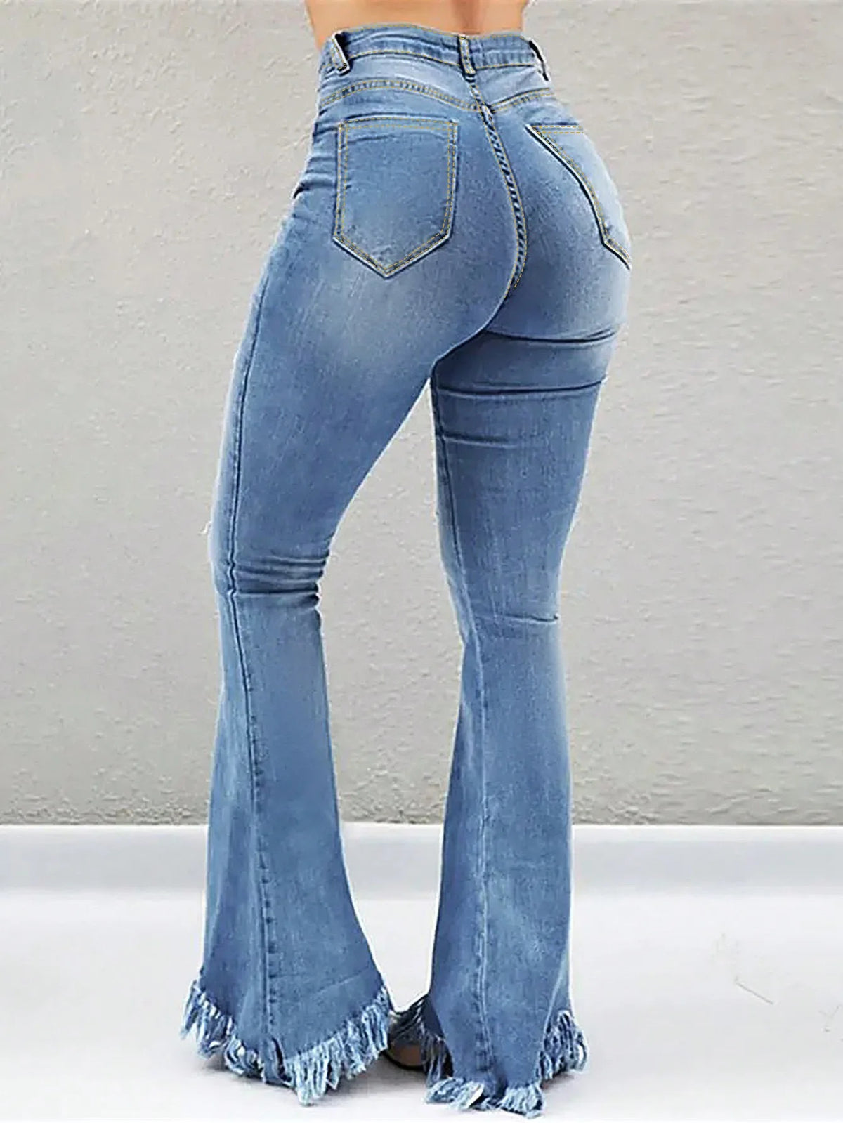 Y2K Clothing Women's Pans Autumn New Fashion Old Worn White High Waist Jeans Show Thin Tassel Edge Micro Ragged Denim Pants