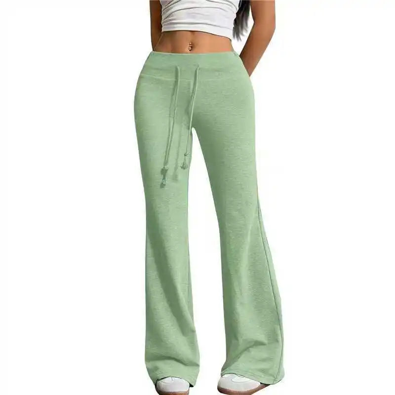 Autumn and Winter New Solid Color Drawstring Women's bell-bottoms Casual Fashion Dressing
