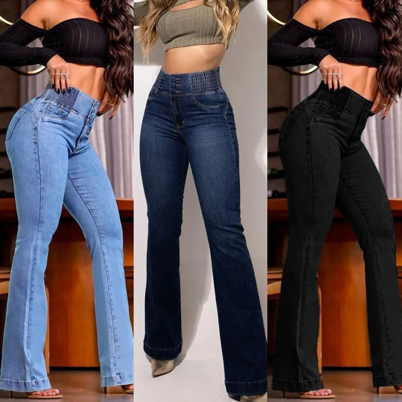 Sexy Slimming Jeans High Waisted And Buttocks Lifted Women'S Denim Pants With Front Zipper