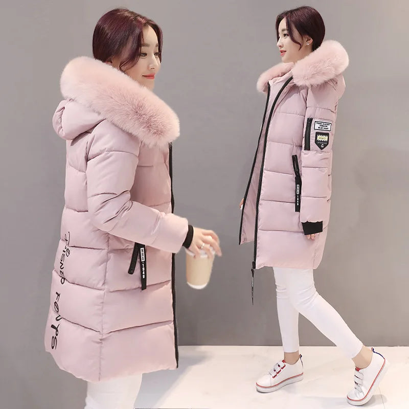 New Women Cotton Coat Autumn Winter Jacket Coat    Padded Hooded Keep Warm Down Cotton Overcoat Parkers