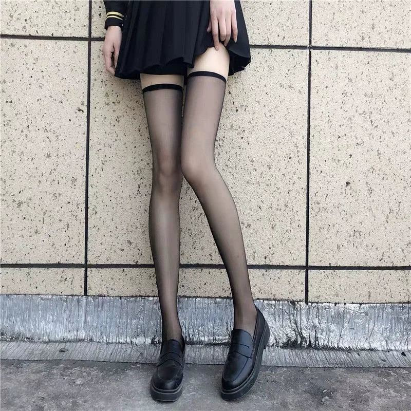 Lace Trim Thigh High Stockings