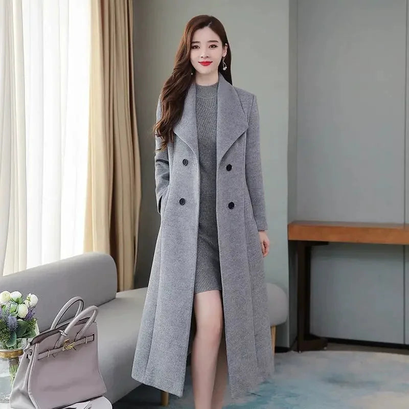 New Autumn Winter Women Fashion Long Coat Warm Pure Color With Pocket Ladies Outwear High Quality Loose Clothing for Womens