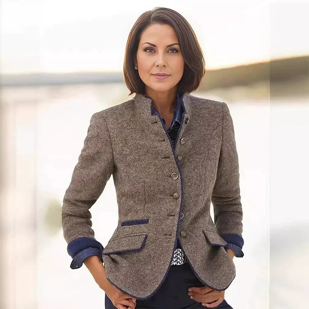 Women Coat Full Sleeve Lapel Female Jacket Elegant Autumn Winter Casual Button Front Pocket Lady Oversize Top