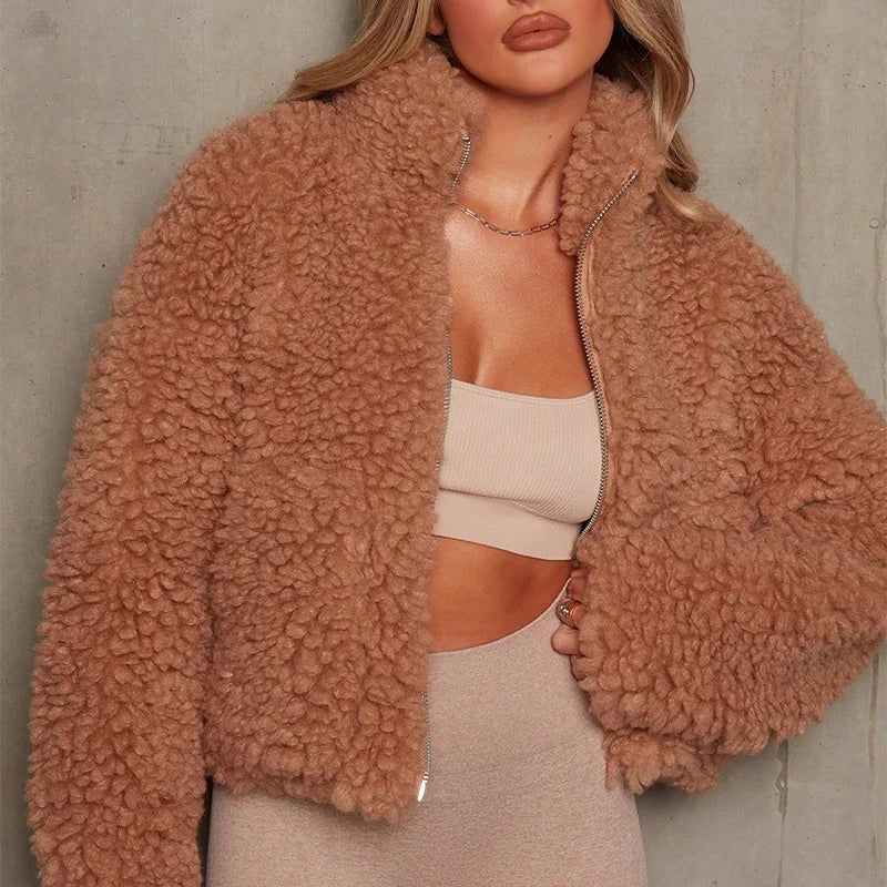 Autumn Winter Women Fur Coat Women Clothing New Warm Thicken Coat Plush Cardigan Short Jacket Lamb Wool Coat Women Outwear