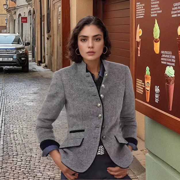 Women Coat Full Sleeve Lapel Female Jacket Elegant Autumn Winter Casual Button Front Pocket Lady Oversize Top