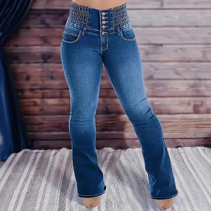 Women's jeans high waist stretch comfortable flared pants Denim pants
