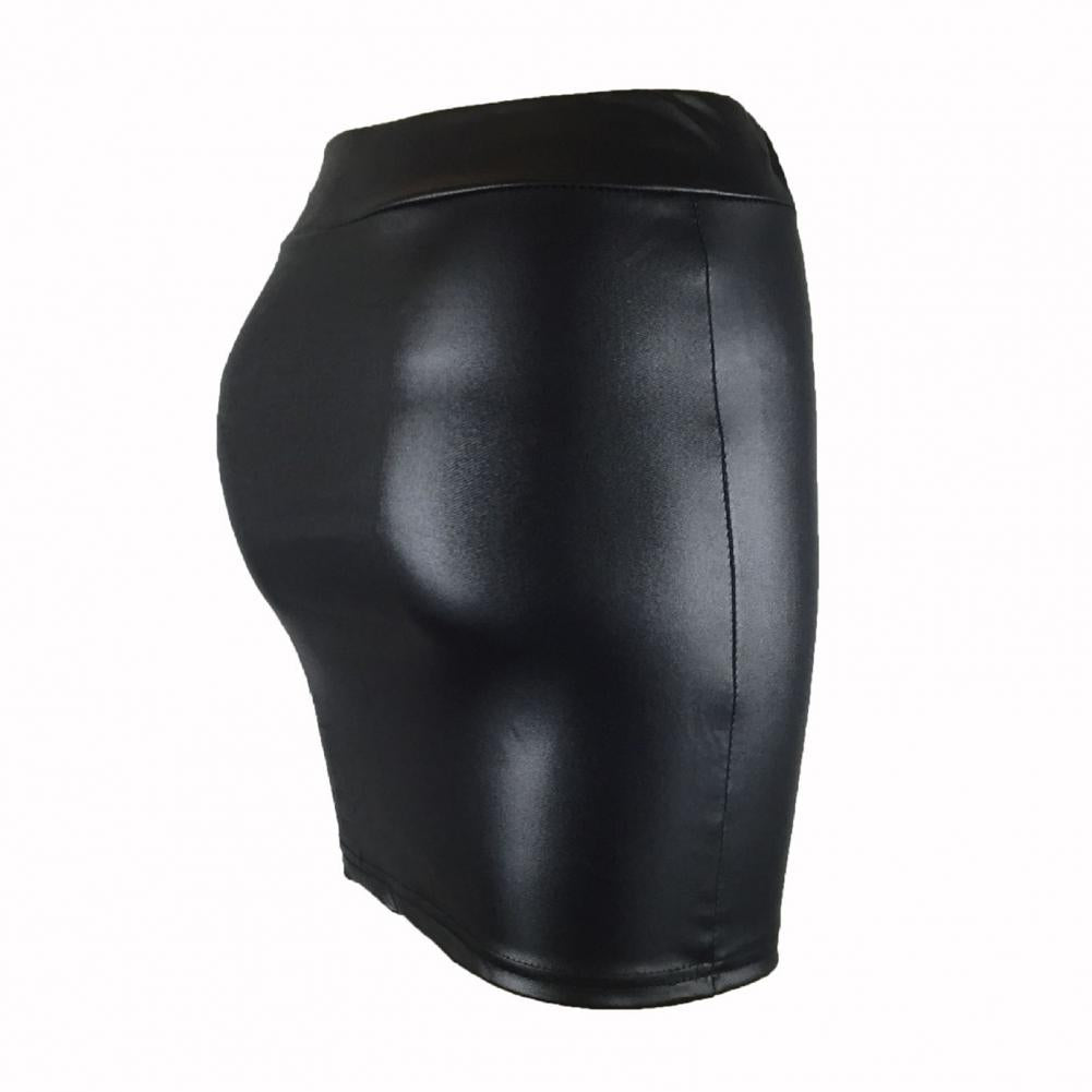 BEAUTY CLOSET COLLECTION  -  Leather Matte Slim Mini Sexy Fashion Skirts Hot Short High Waist