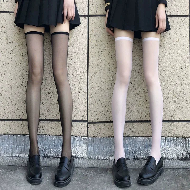 Lace Trim Thigh High Stockings