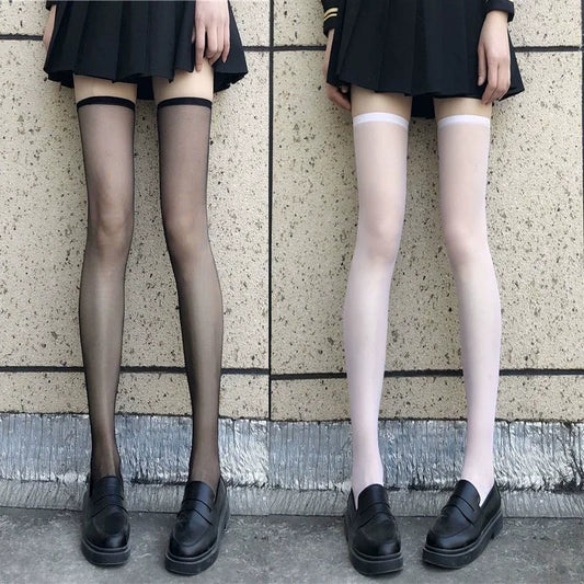 Lace Trim Thigh High Stockings