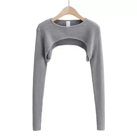 Y2k Aesthetic Clothes O-neck Black White Sexy Harajuku Knitted Tshirt T-shirts Women Long Sleeve Crop Top Spring Autumn