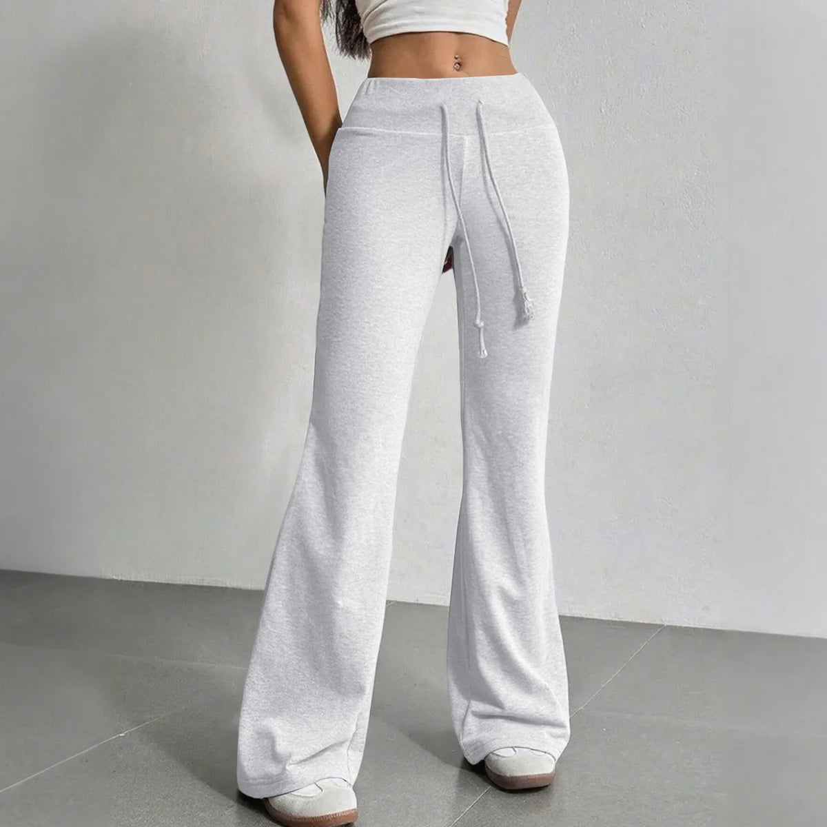 Autumn and Winter New Solid Color Drawstring Women's bell-bottoms Casual Fashion Dressing