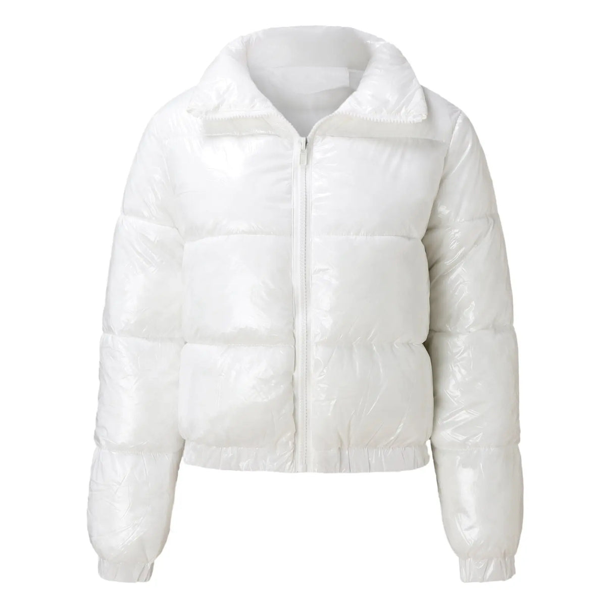 Women Cotton-padded Jacket Jacket Fashion Casual Glossy Long Sleeve Autumn And Winter Stand Collar Short Zipper Sexy Warm Street