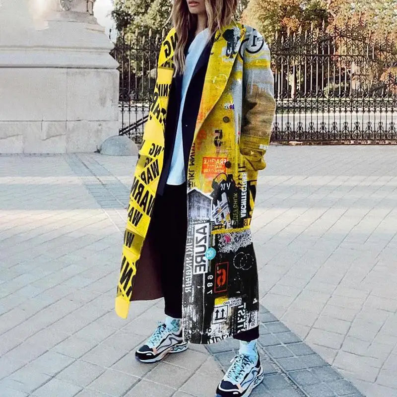 Printed Reverse Coat Women Autumn Winter Long Vest Top Leisure Long Sheepskin Loose Coat Fashion Women Long Coat
