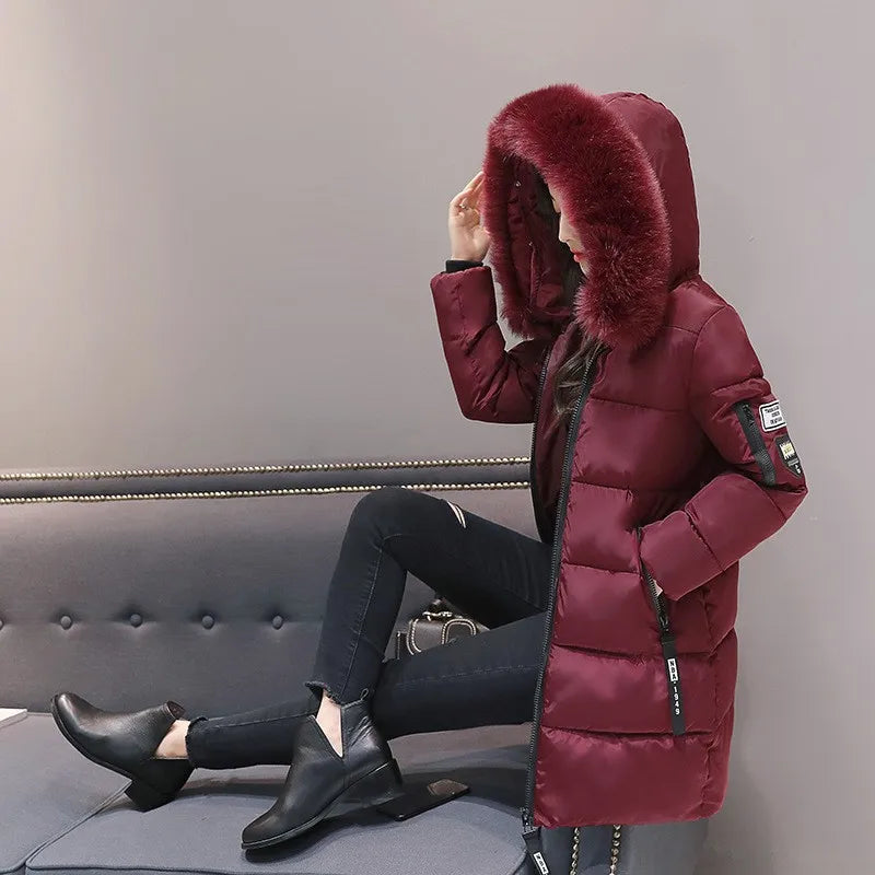 New Women Cotton Coat Autumn Winter Jacket Coat    Padded Hooded Keep Warm Down Cotton Overcoat Parkers