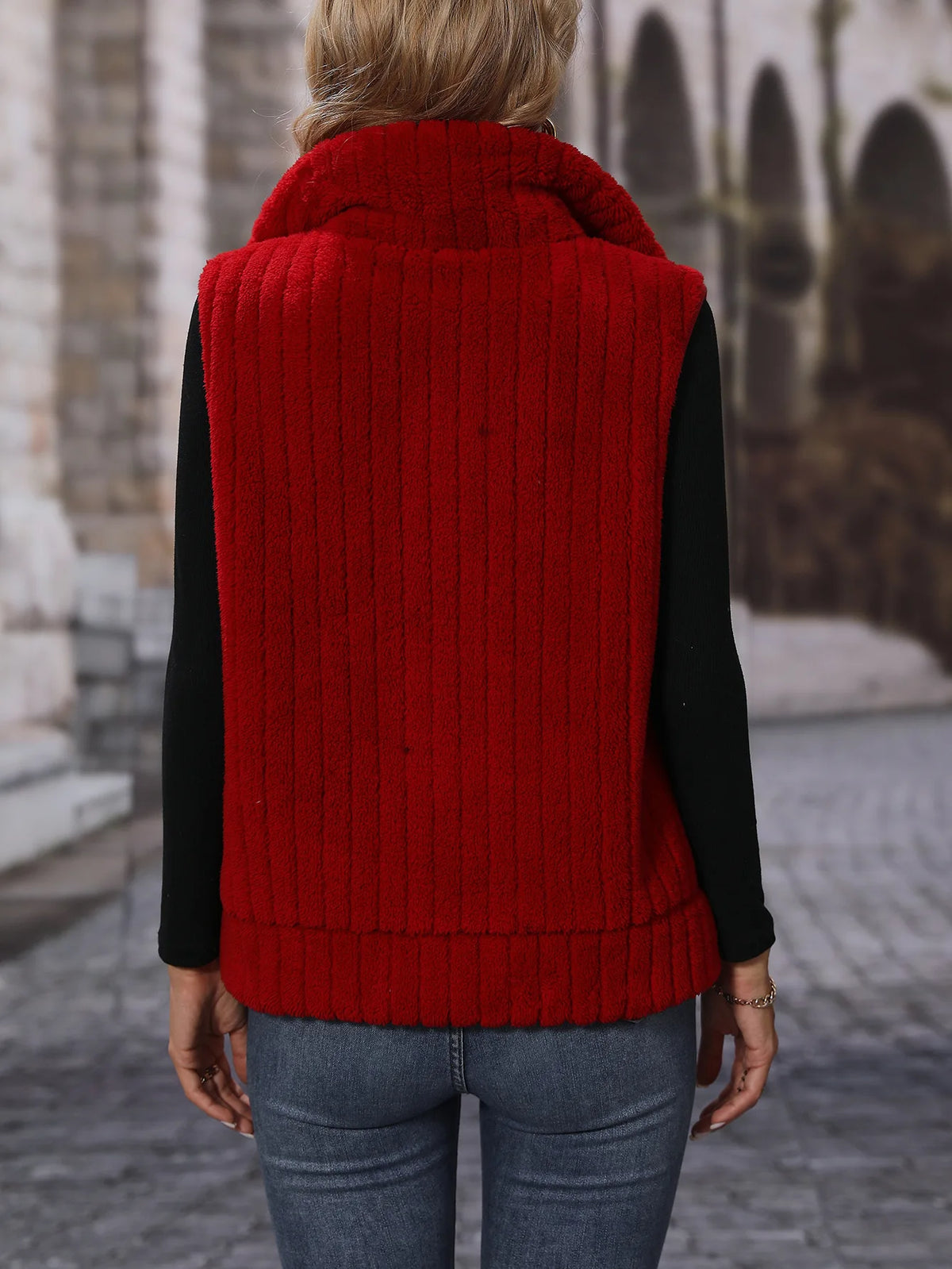 Autumn Winter Furry Faux Fur Vest Coat Women Sleeveless Lapel Plush Warm Waistcoat Lady Warm Fluffy Fashion Vest Jacket
