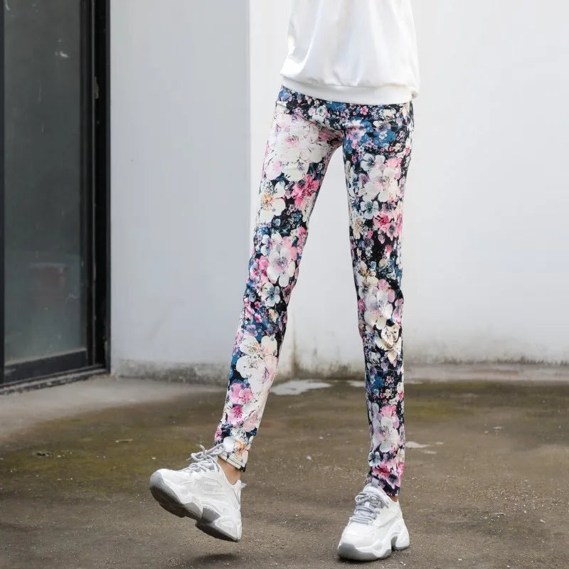 Hot New Spring Legging National Ethnic Style Retro Graffiti Paintings Printing Flowers Trousers Printed High Elasticity Leggings