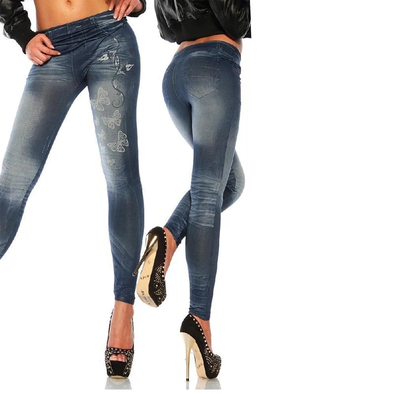 Women New Fashion Classic Stretchy Slim Leggings Sexy Imitation Jean Skinny Jeggings Skinny Pants Big Size Bottoms Hot Sale