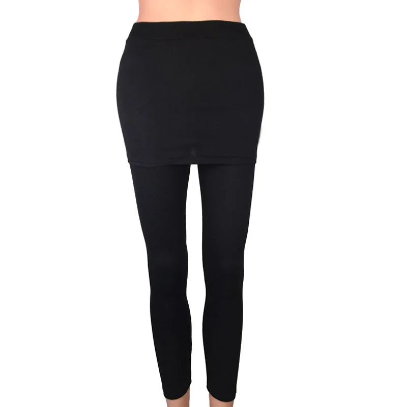 High Waist Leggings Running Pants Hip Size Pleated Skirt Slim Sexy Slim Fake Two Skirted Leggings High Waist Pants Fashion Women