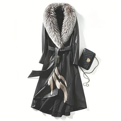 New Women's PU Leather Jacket For Spring Autumn Slim Big Fur Collar Long Leather Coat Female Loose Leather Outerwear