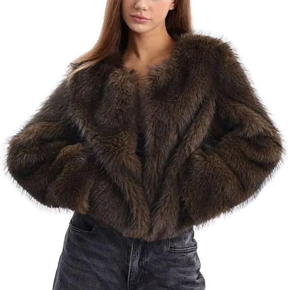 Cardigan for Women New Versatile Casual Open Front Long Sleeve Winter Warm Faux Fur Coat Soft Fluffy Jacket Outerwear