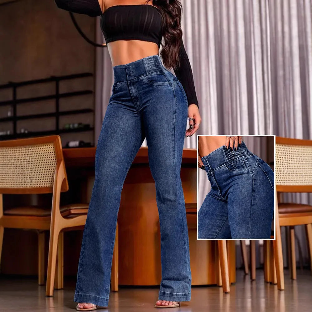 Sexy Slimming Jeans High Waisted And Buttocks Lifted Women'S Denim Pants With Front Zipper