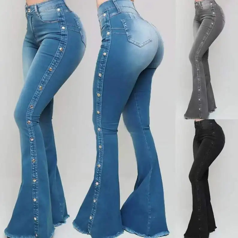 Women's Clothing New Jeans European American new popular high waisted elastic floor speaker jeans women long pants Jeans