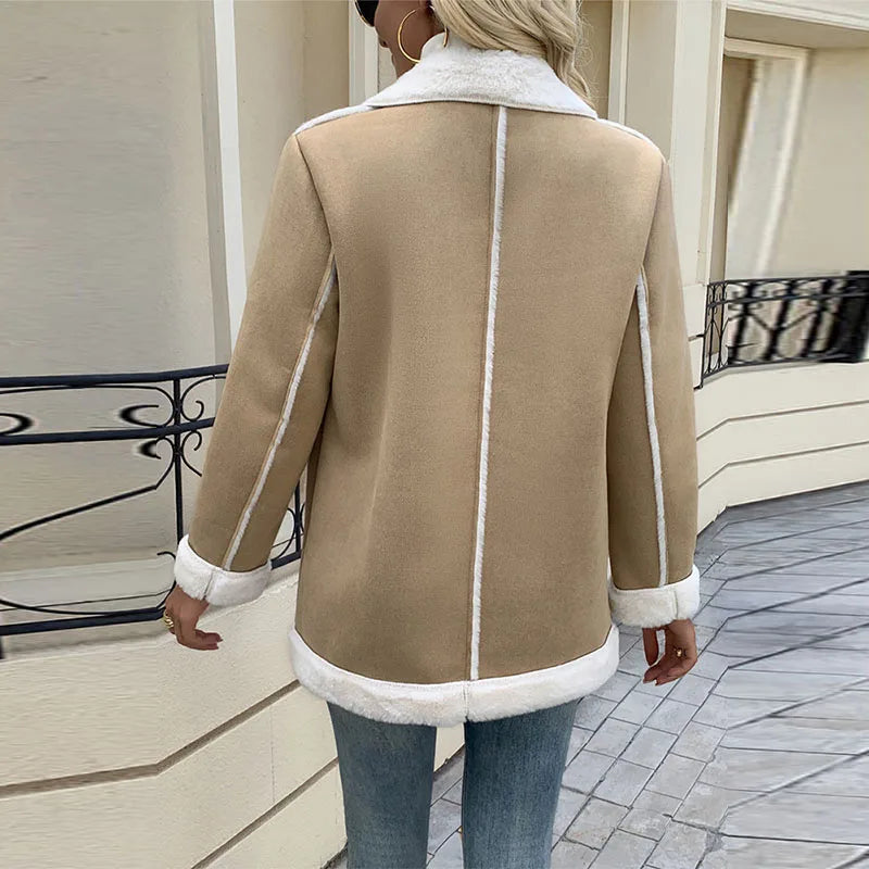 Women's Clothing Single-Breasted Jackets Women's Vintage Lapel Full Sleeve Pocket Jacket Autumn Winter New Lady Casual Outwear