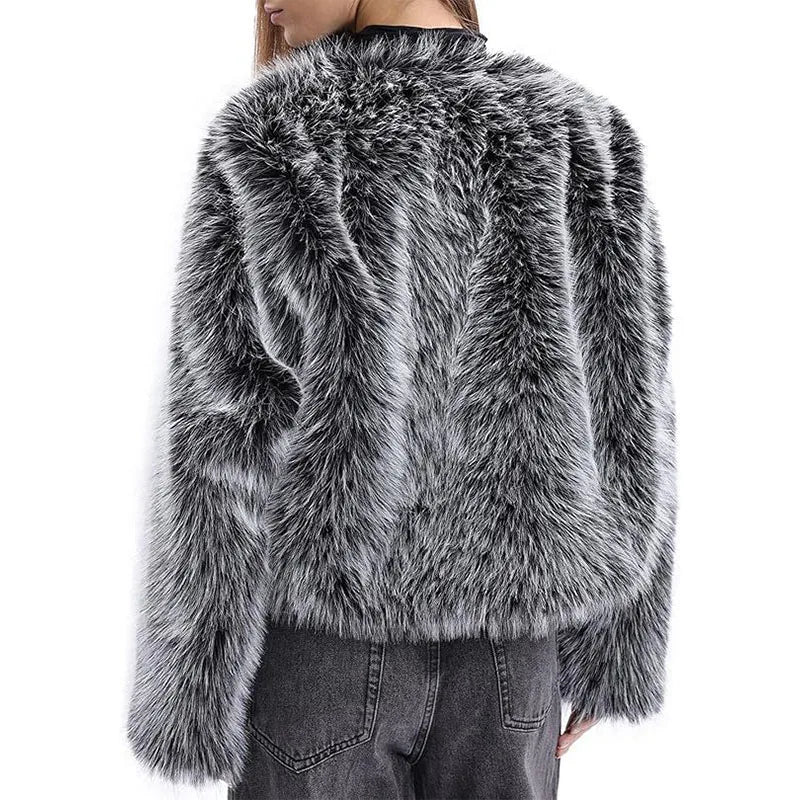 Cardigan for Women New Versatile Casual Open Front Long Sleeve Winter Warm Faux Fur Coat Soft Fluffy Jacket Outerwear