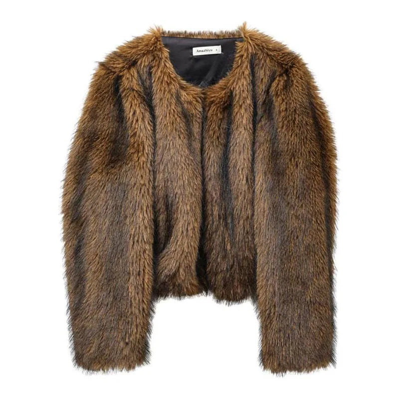 Cardigan for Women New Versatile Casual Open Front Long Sleeve Winter Warm Faux Fur Coat Soft Fluffy Jacket Outerwear