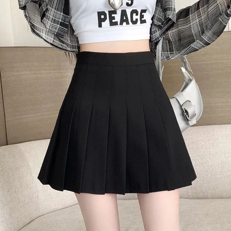 Mini Skirts Womens Summer Japanese School Pleated Skirts High Waist Kawaii Cute Skirt Uniform Harajuku