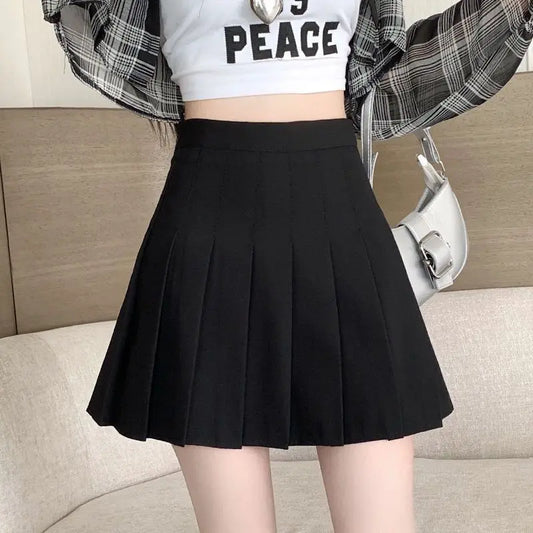 Mini Skirts Womens Summer Japanese School Pleated Skirts High Waist Kawaii Cute Skirt Uniform Harajuku