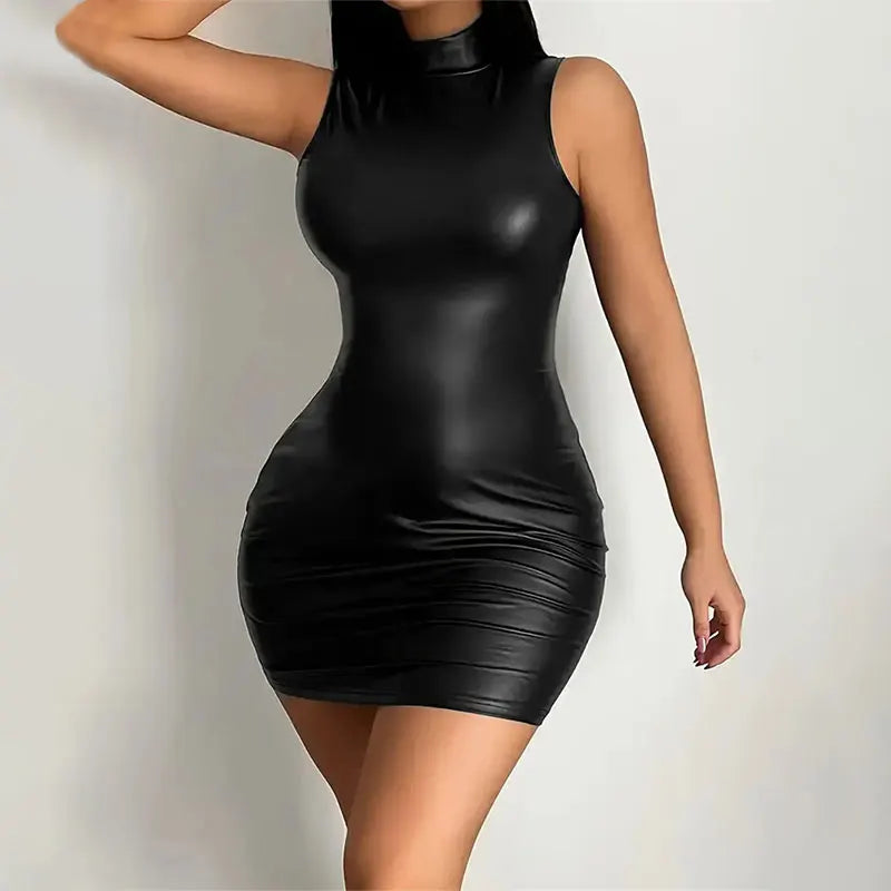 BEAUTY CLOSET COLLECTION - Bodycon Leather Lady Dress