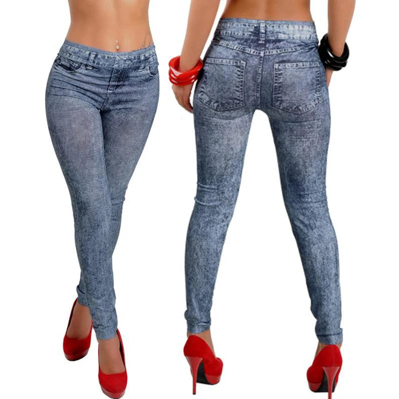 Women New Fashion Classic Stretchy Slim Leggings Sexy Imitation Jean Skinny Jeggings Skinny Pants Big Size Bottoms Hot Sale