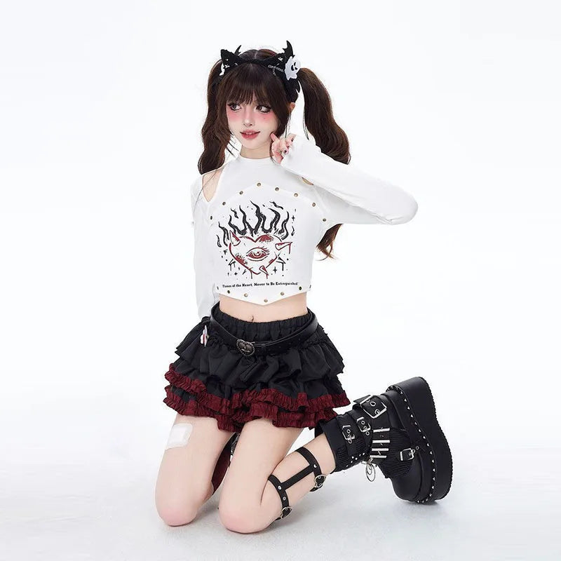Y2k Mini Skirts Summer Women Black Gothic A-Line Pleated Skirt Harajuku Vintage 90s Aesthetic Kawaii Skirt 2000s Clothes