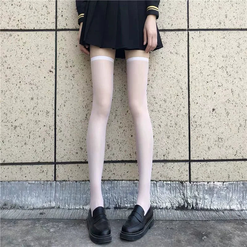 Lace Trim Thigh High Stockings