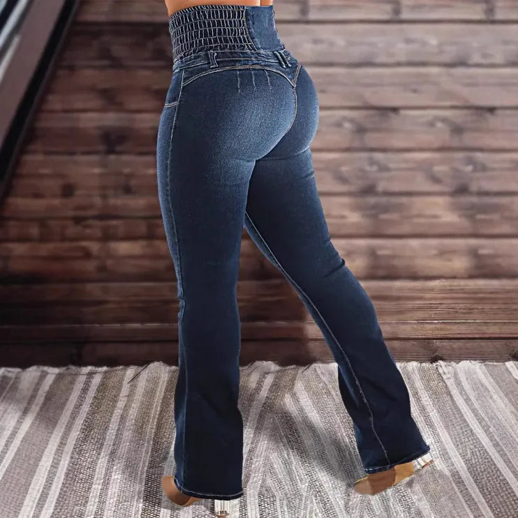 Women's jeans high waist stretch comfortable flared pants Denim pants